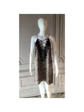 **En Creme** Leopard Crochet Lace Slip Dress/Nightgown NWT Valentines Day